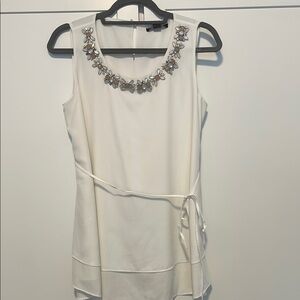 A Pea in the Pod Cream Sleeveless tunic with Floral Accents / maternity